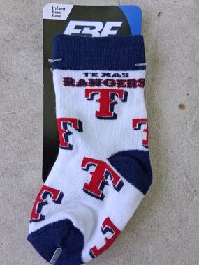 Infant Texas Rangers Logo Crew Socks in White, Red & Navy